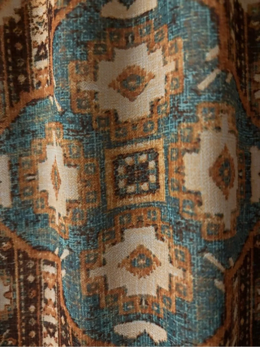 Lapis Geometric Pattern Midi Skirt Women’s Size L Brown and Teal